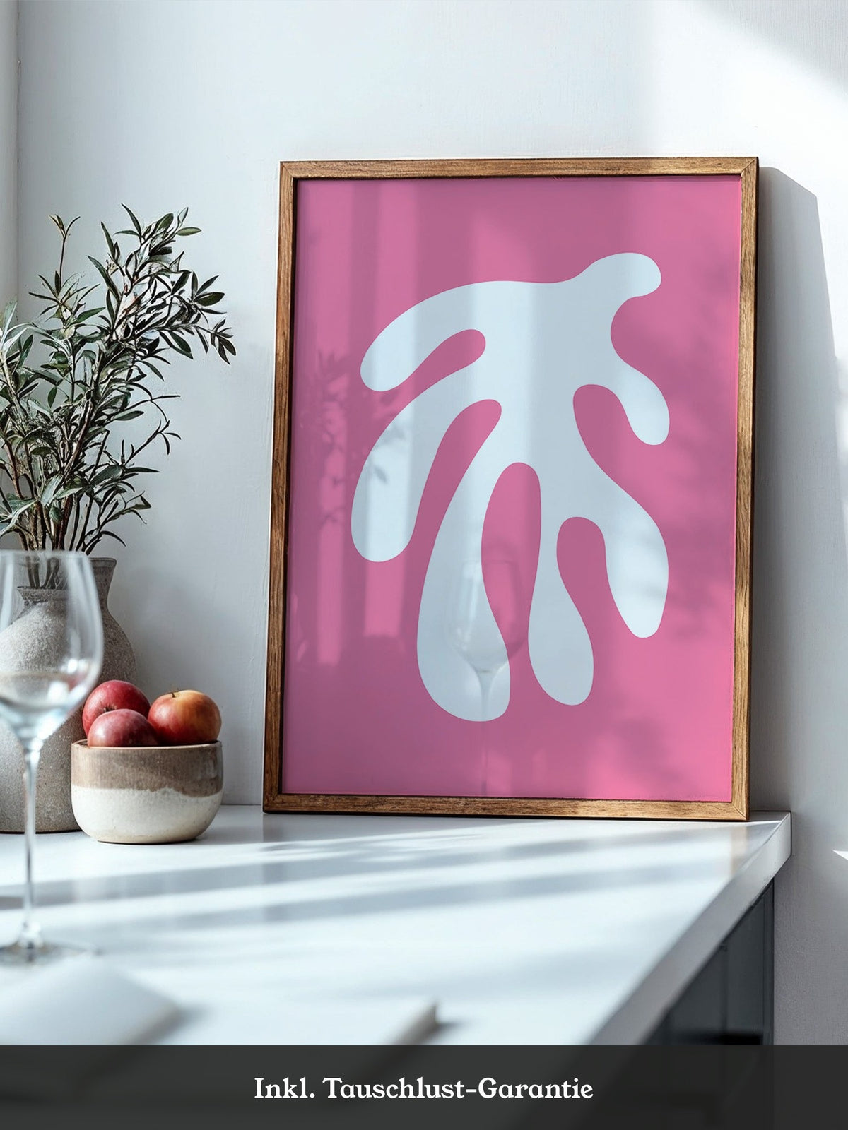 Abstrakte Form rosa und weiß