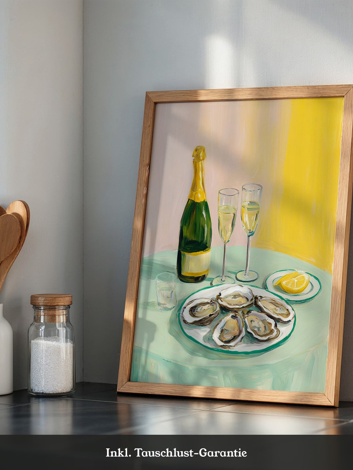 Austern Champagner Malerei Pastell