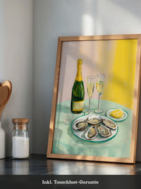 Austern Champagner Malerei Pastell