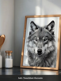 Wolf Porträt Nahaufnahme S/W