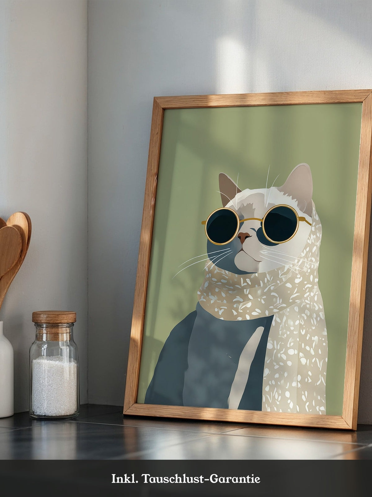 Katze mit Sonnenbrille Vintage-Look