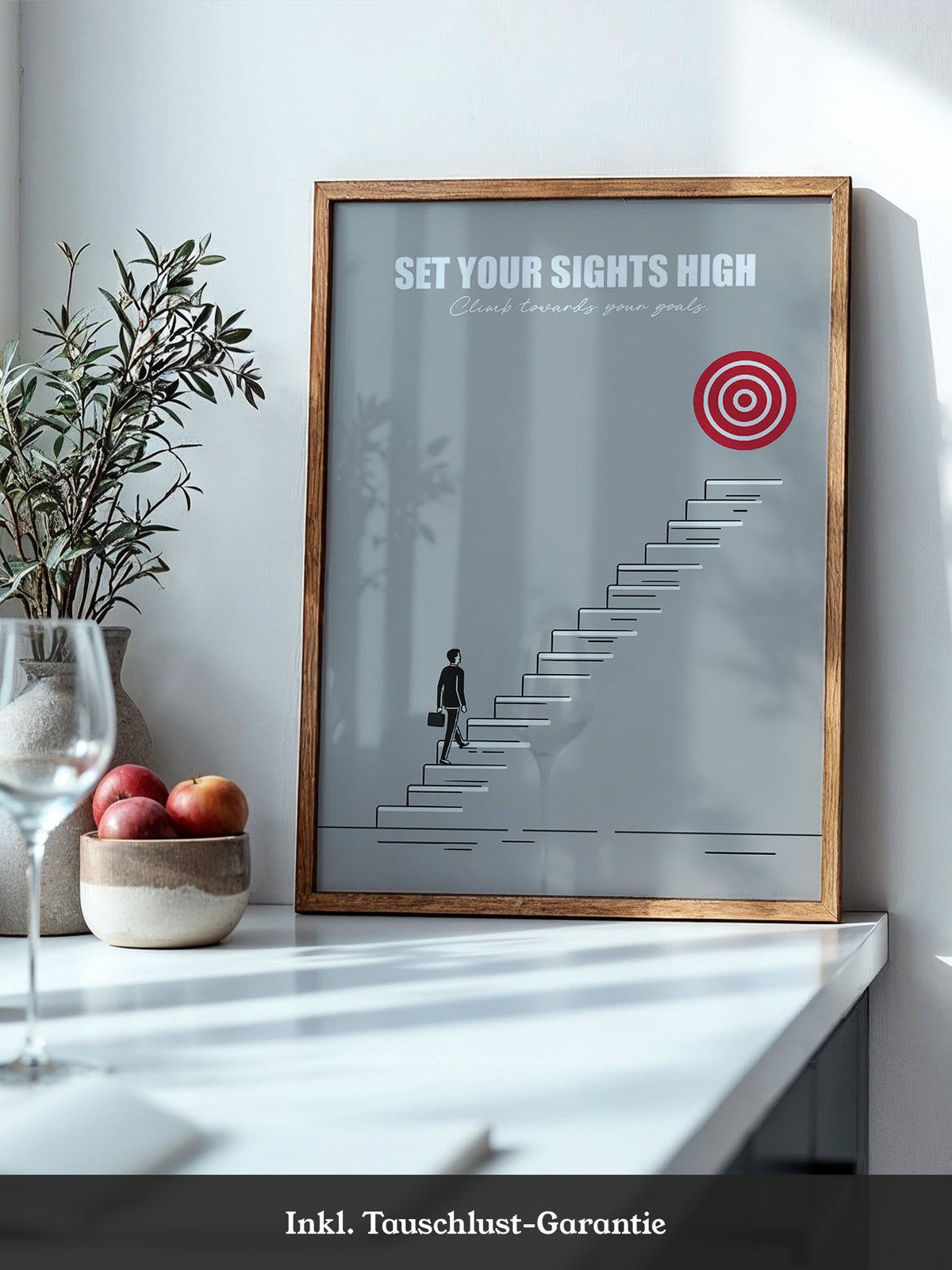 Mensch Treppe Zielscheibe rot