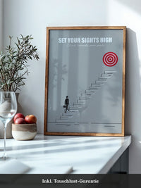 Mensch Treppe Zielscheibe rot