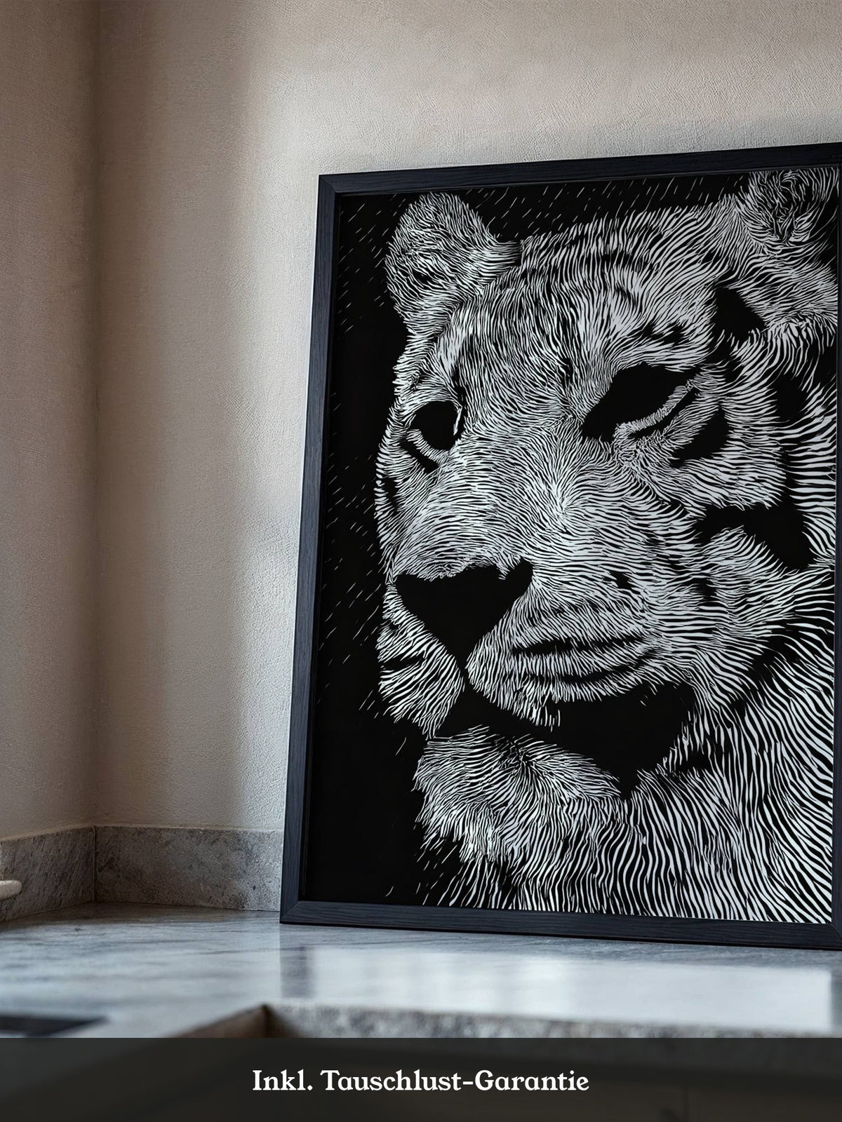 Tigerkopf Kunstvolles Schwarzweiß