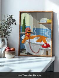 Badewanne Retro Illustration Orange