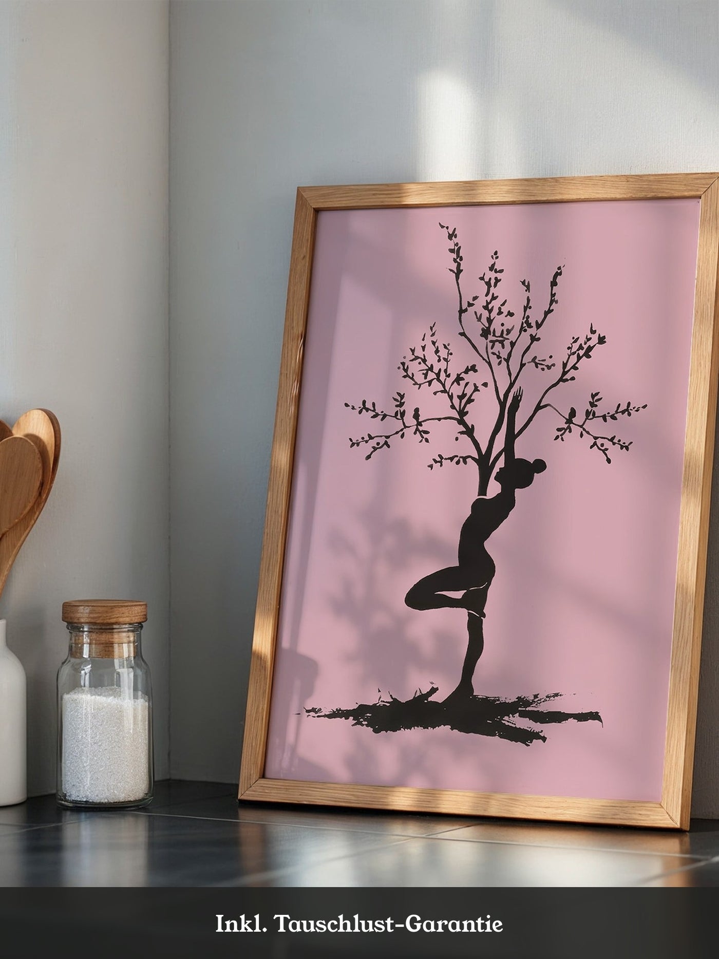 Yoga Baum Silhouette Rosa