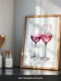 Weingläser Aquarell rot-rosa