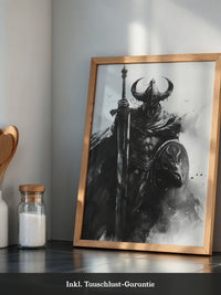 Krieger Hörner Schwarzweiß Art