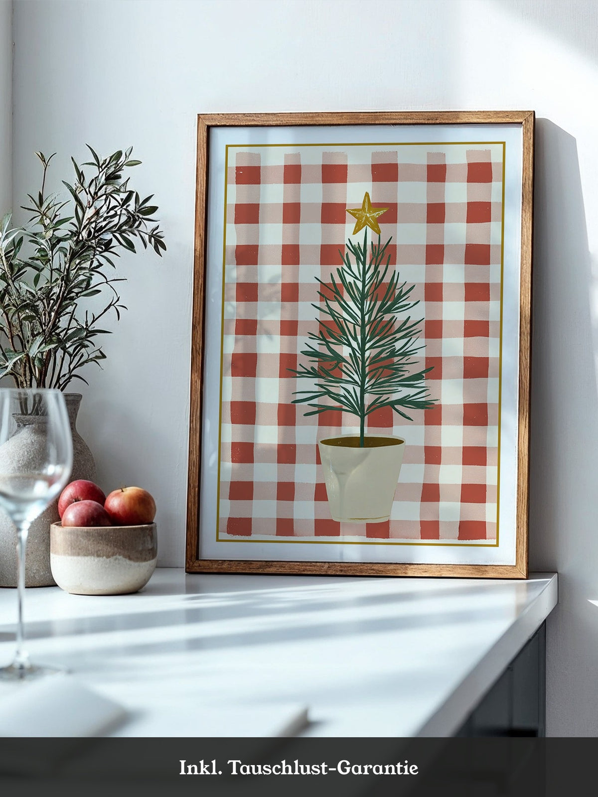 Mini-Tannenbaum Rot-Weiß Karo