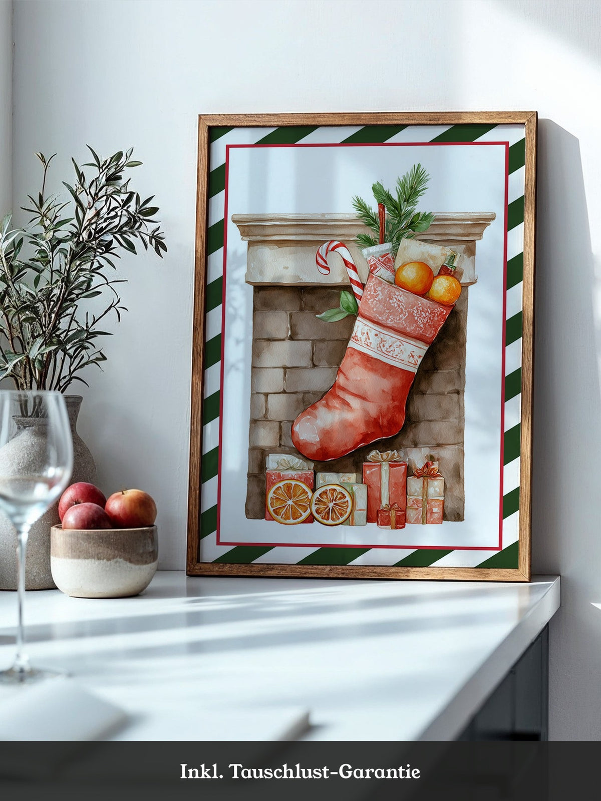 Weihnachtssocke Aquarell Klassik