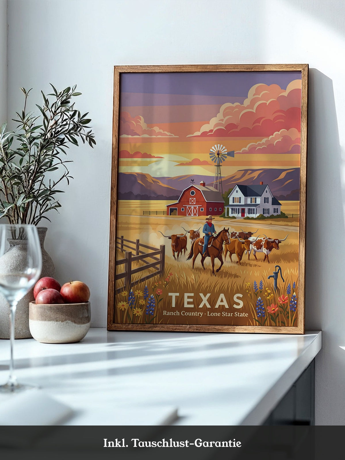 Texas Ranch Sonnenuntergang Retro-Stil