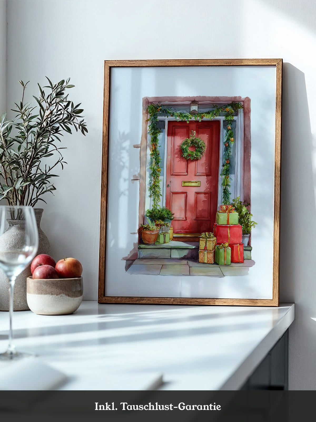 Weihnachtstür Aquarell Geschenke
