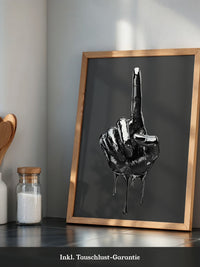 Schwarze Metalhand Skulptur
