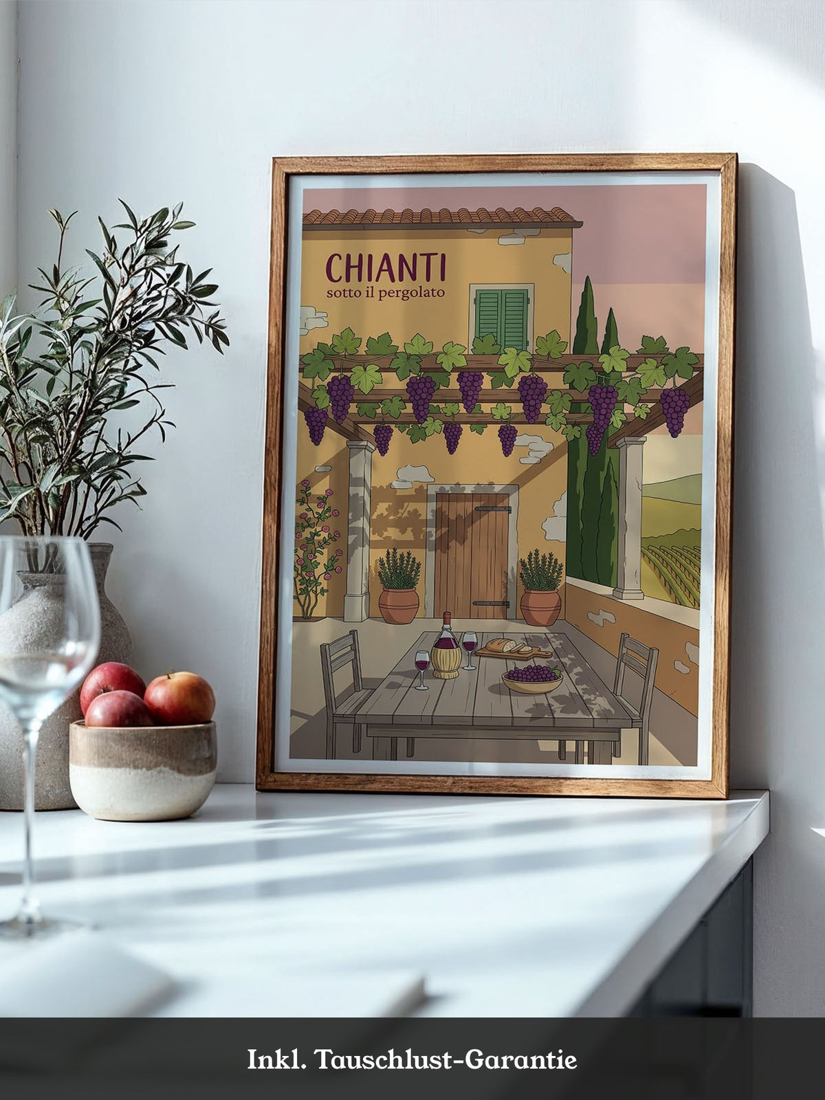 Chianti Pergola Wein Illustration