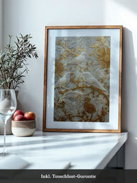 Vögel Relief Gold Weiß