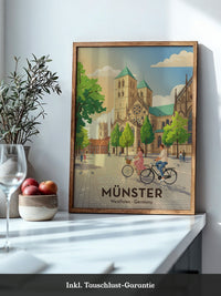 Münster Fahrradtour Pastell Stil