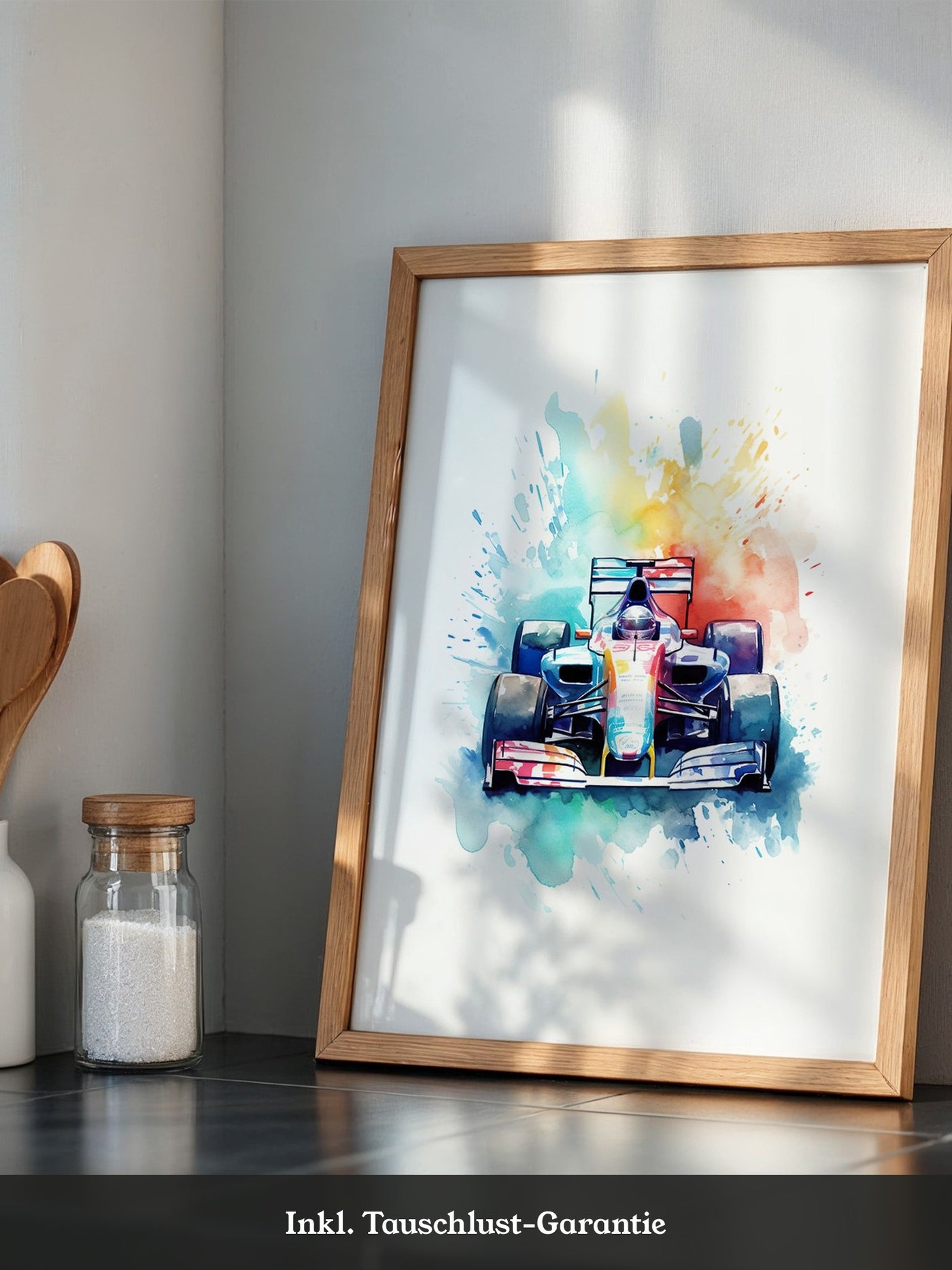 Rennwagen Aquarell Explosion