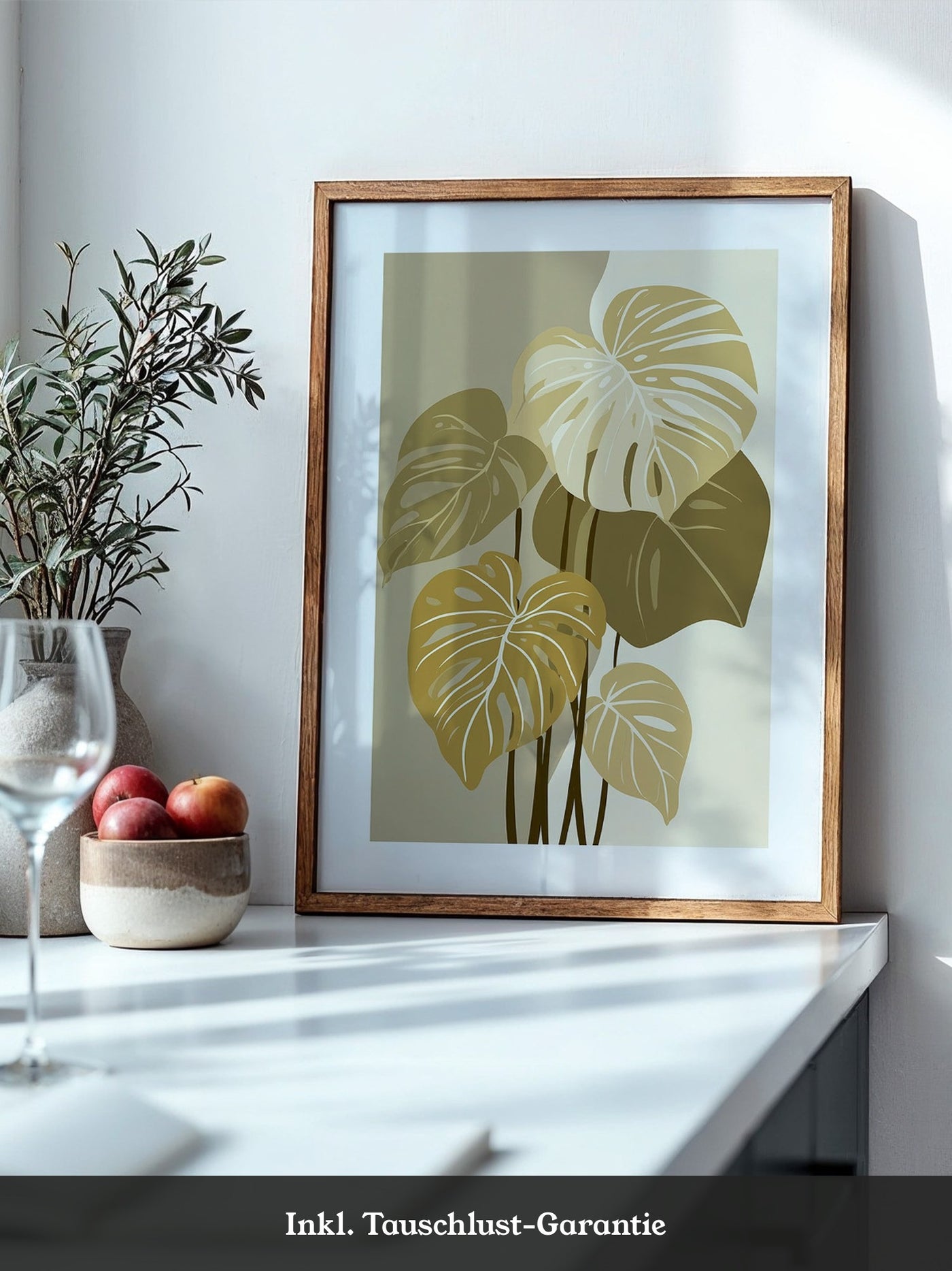 Monstera Blätter Beige Töne