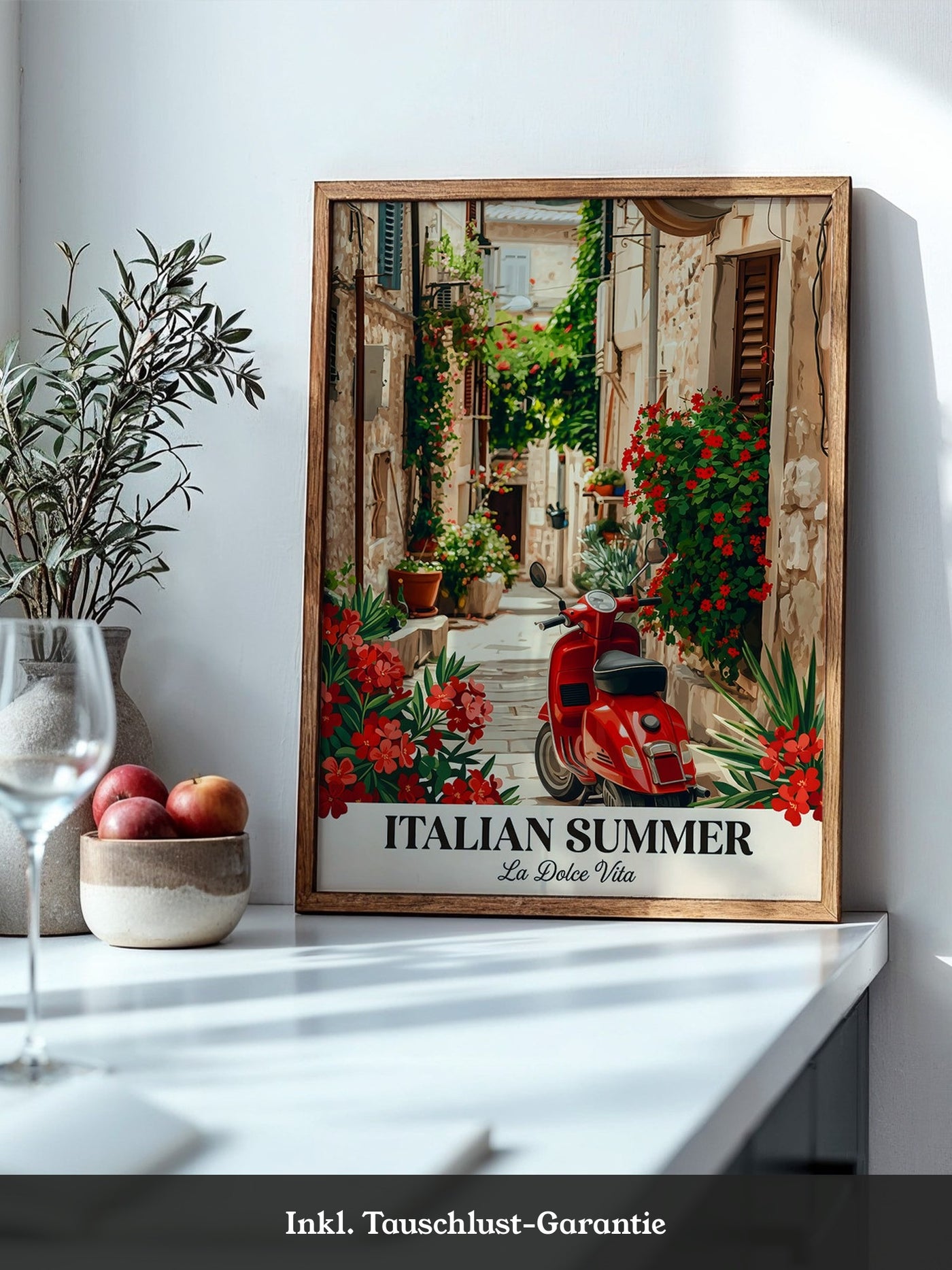 Roter Vespa Gasse Blumen