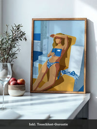Frau am Pool Retro Illustration