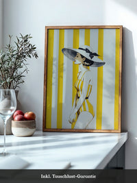 Dame gelb gestreift Retro-Look