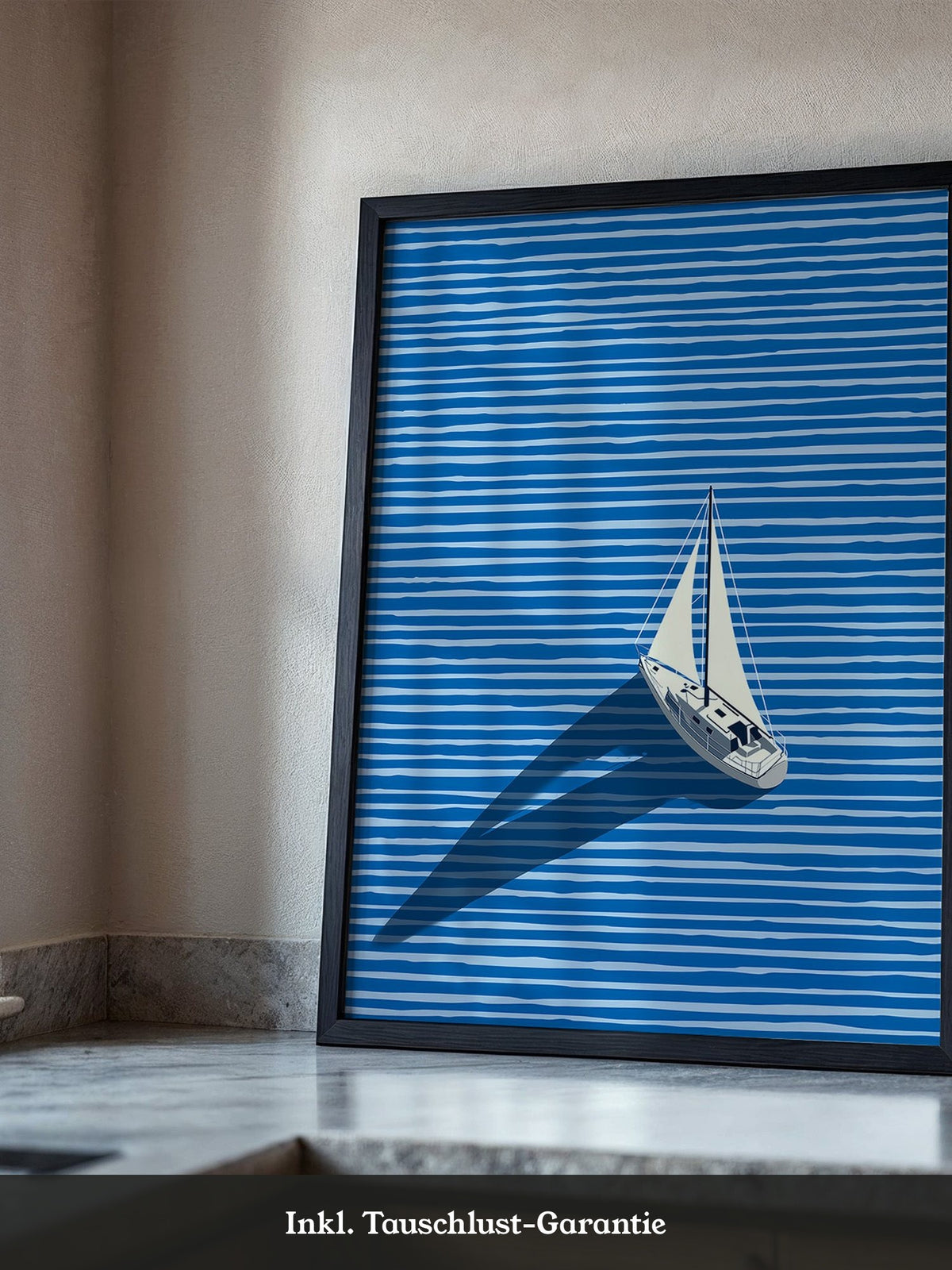 Segelboot Blaue Linien Schatten