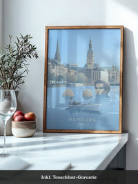 Hamburg Skyline Pastell Illustration