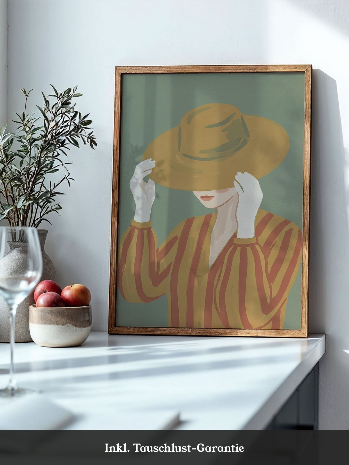 Frau Hut Streifen Illustration