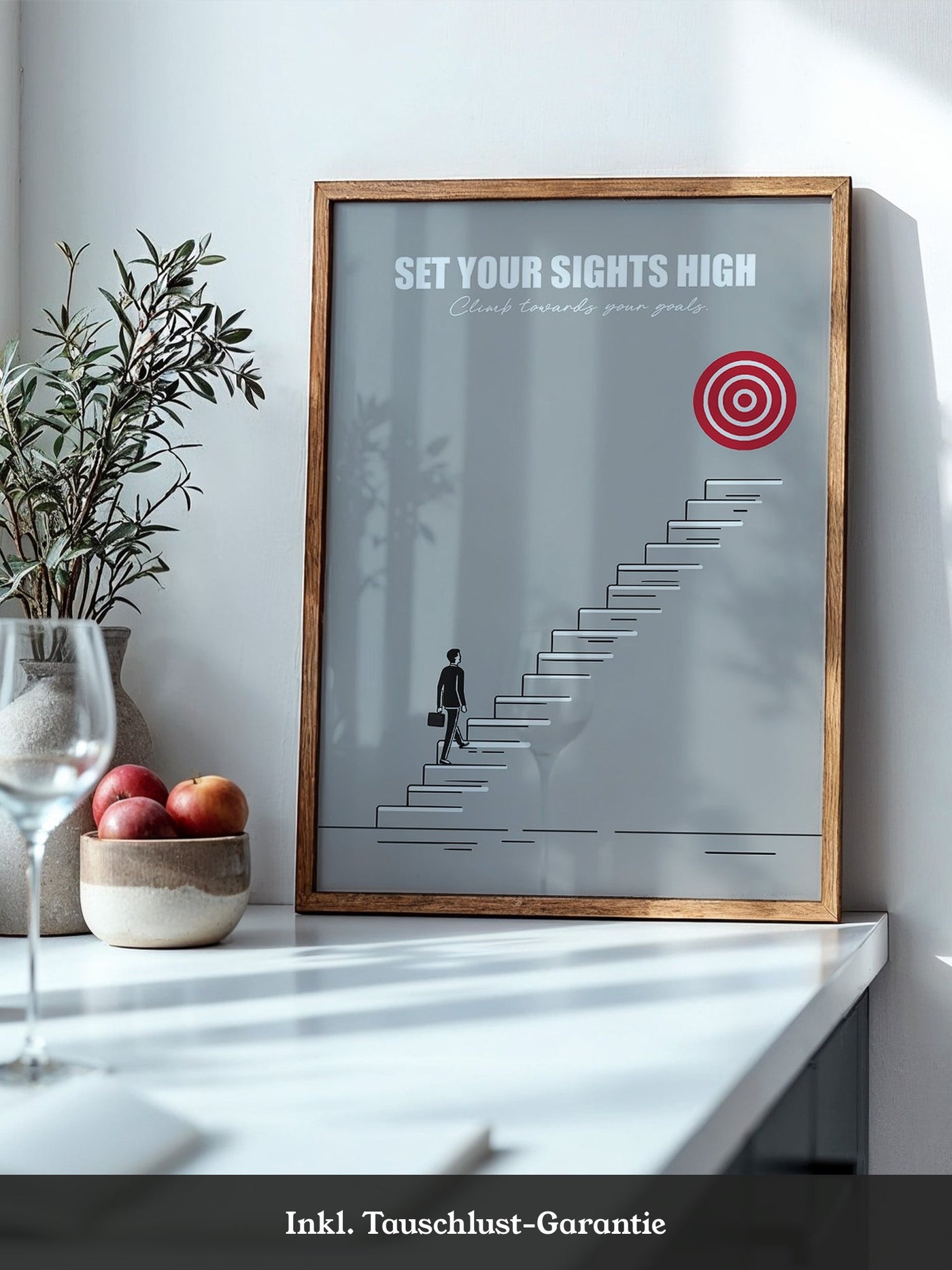 Mensch Treppe Zielscheibe rot