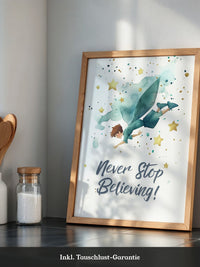 Junge fliegt Aquarell Sterne