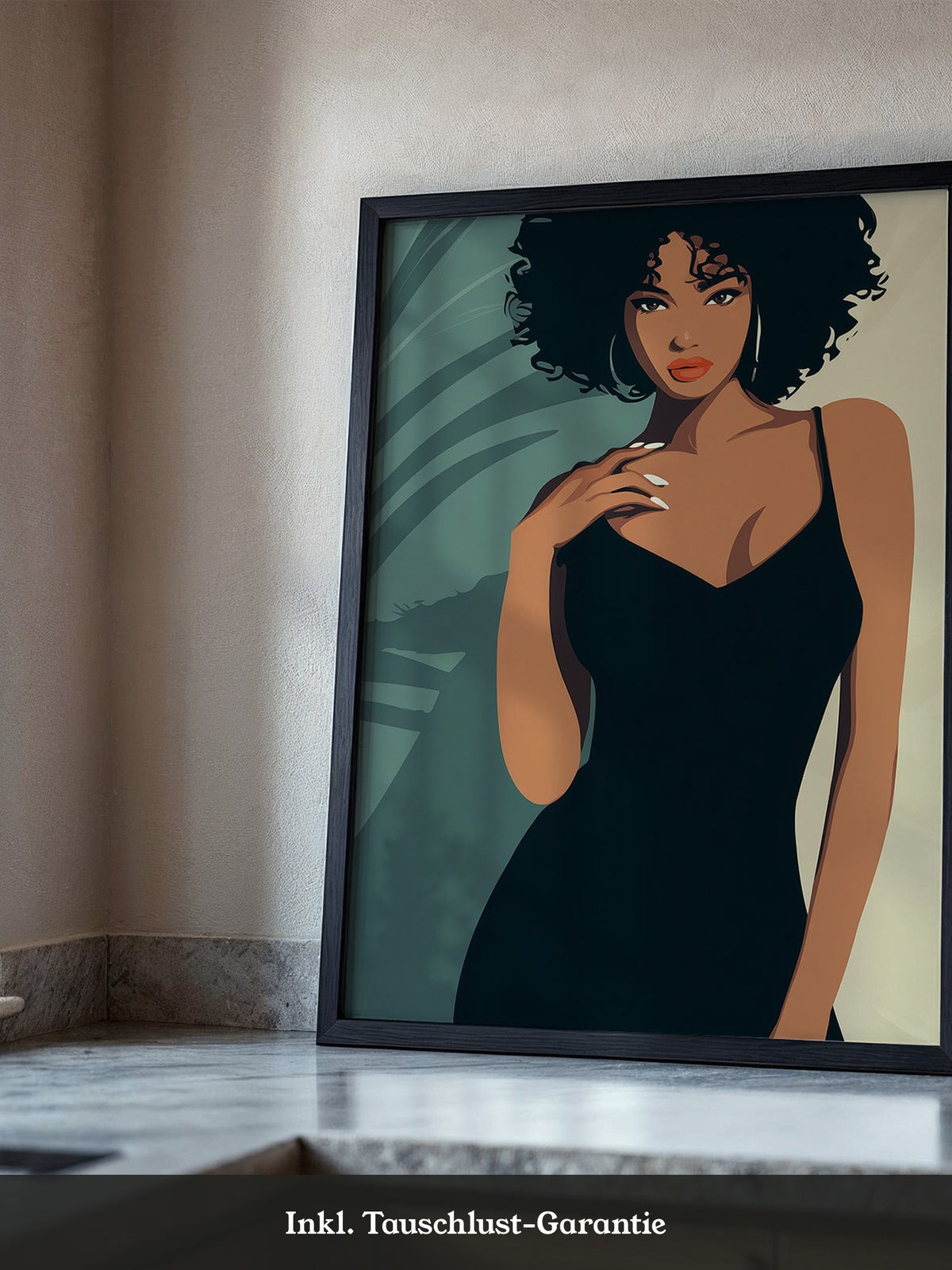 Frau im schwarzen Kleid Illustration