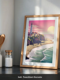 Leuchtturm Meer Sonnenuntergang Pastell