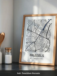 Brüssel Karte Monochrom