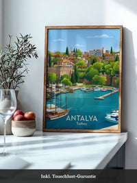 Antalya Hafen Bunte Illustration
