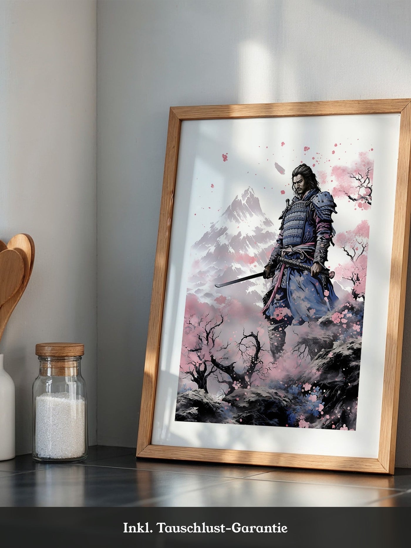 Samurai Blütenpracht Bergsilhouette