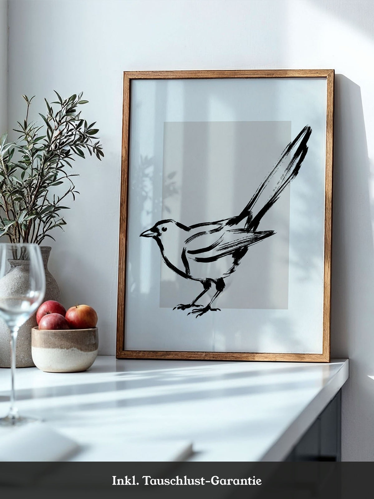 Schwarz-Weiß Vogel Skizze