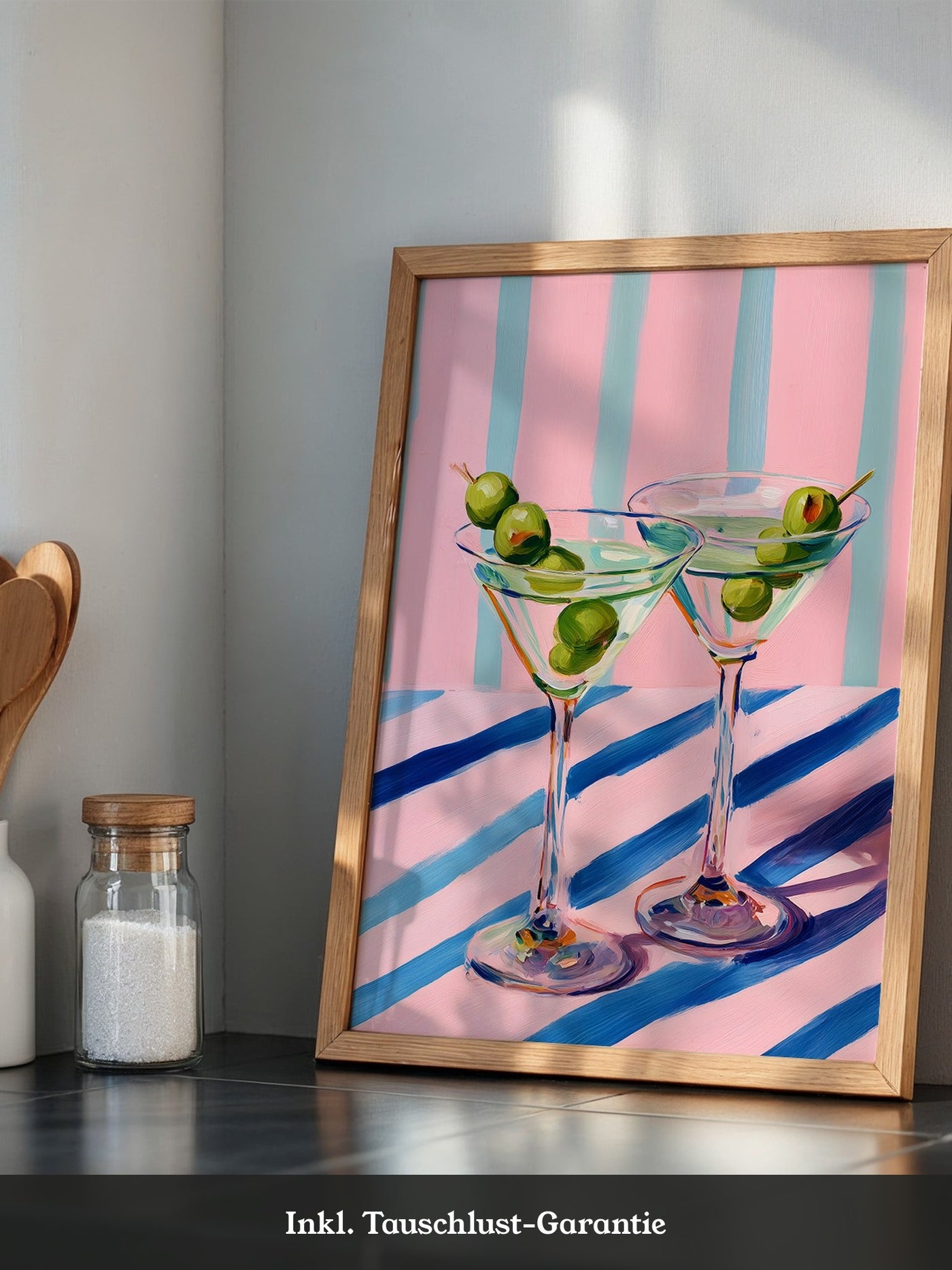 Cocktailgläser Oliven Pastellstreifen