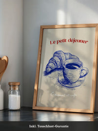Croissant Café Blauzeichnung