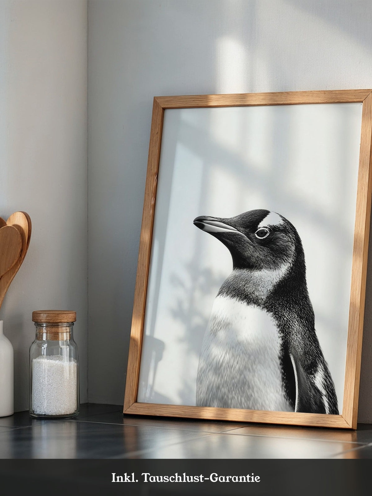 Pinguin Kopf Nahaufnahme S/W