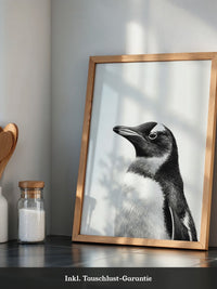 Pinguin Kopf Nahaufnahme S/W