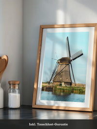 Windmühle Landschaft Pastellblau