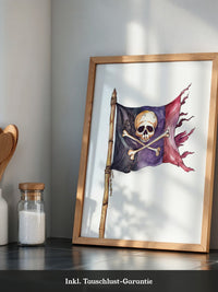 Piratenflagge Aquarell Vintage