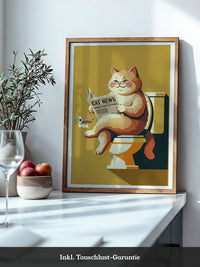 Lesender Kater auf Toilette Retro