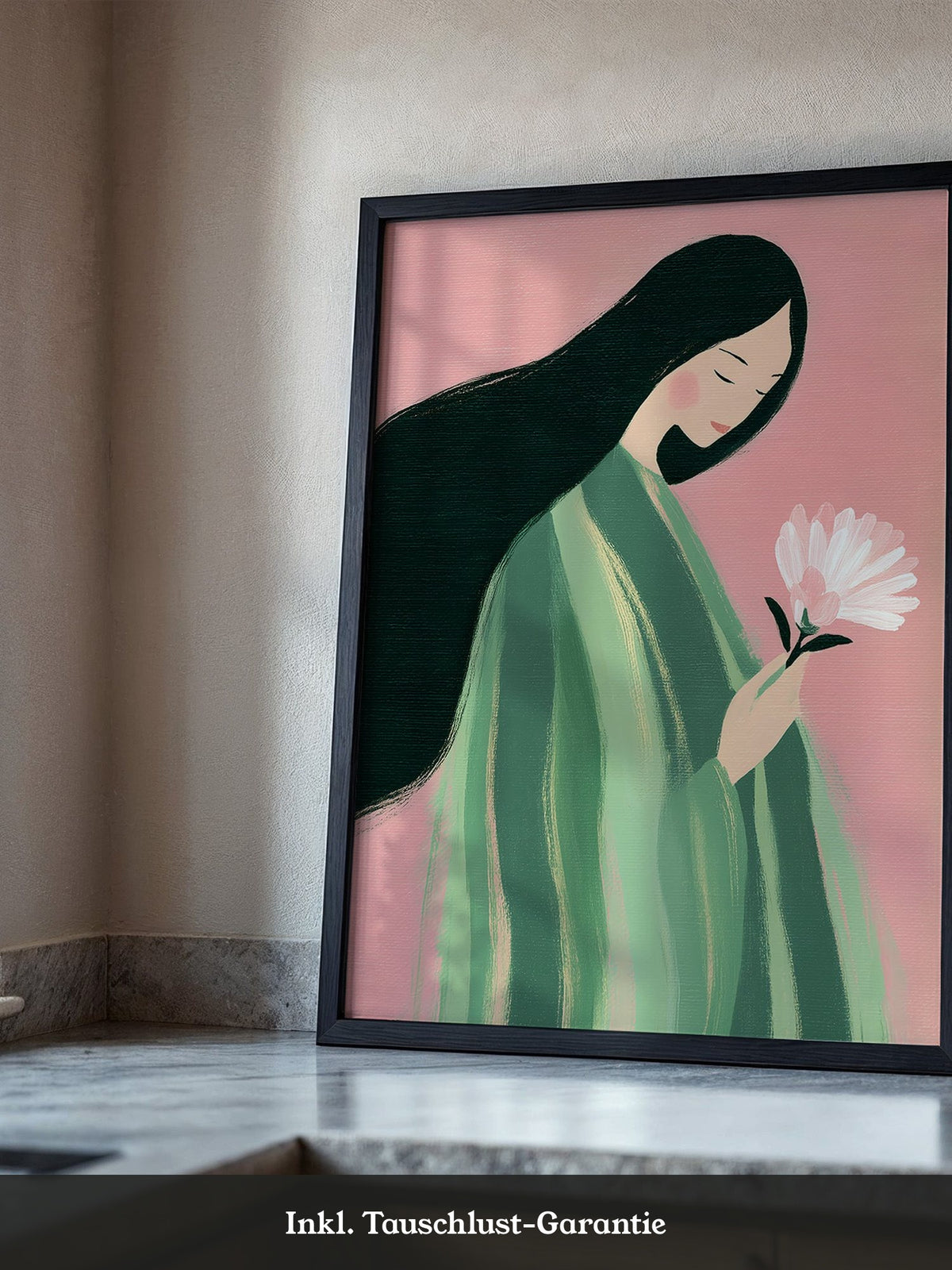 Frau mit Blume Pastellfarben