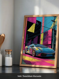 Sportwagen Neonfarben Cityscape