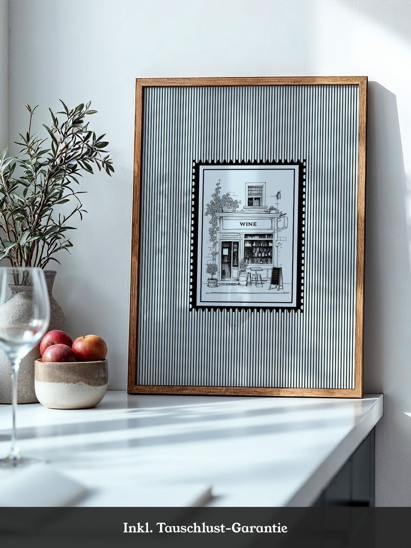 Weinladen Illustration Schwarzweiß