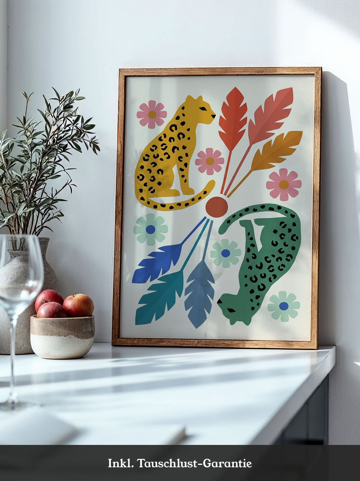 Leopard Blumen Illustration Bunt