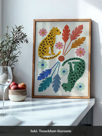 Leopard Blumen Illustration Bunt