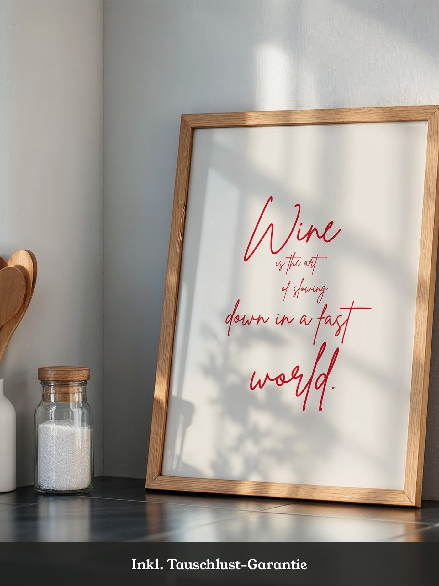 Wein Zitat rote Handschrift