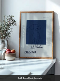 Hund Linie Blau Retro